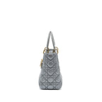 DIOR MEDIUM LADY DIOR LAMBSKIN SILVER LGHW