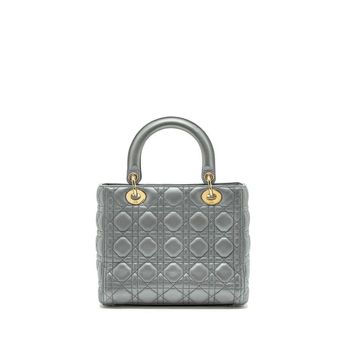DIOR MEDIUM LADY DIOR LAMBSKIN SILVER LGHW