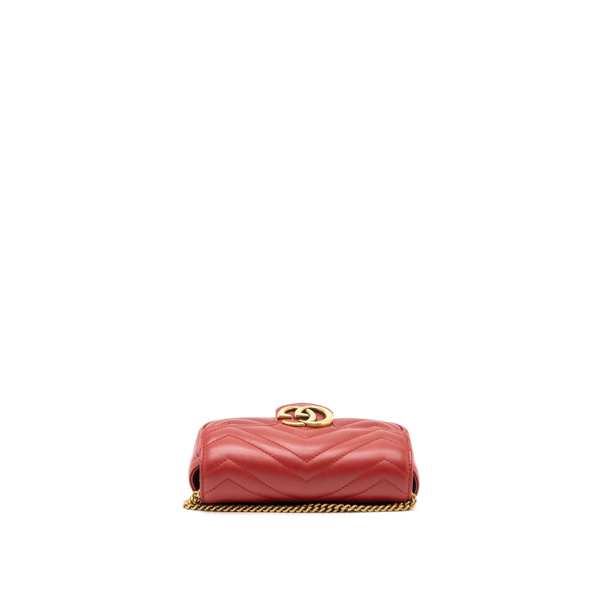 GUCCI GG MARMONT SUPER MINI BAG MATELASSÉ CALFSKIN RED BRUSHED GHW