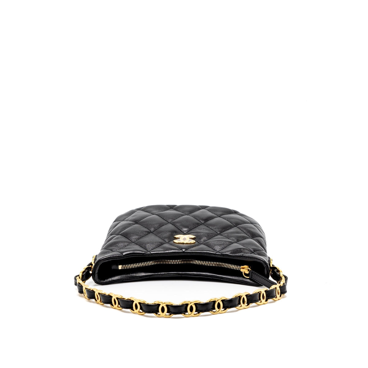 CHANEL 22K HOBO SHOULDER BAG LAMBSKIN BLACK GHW (MICROCHIP)