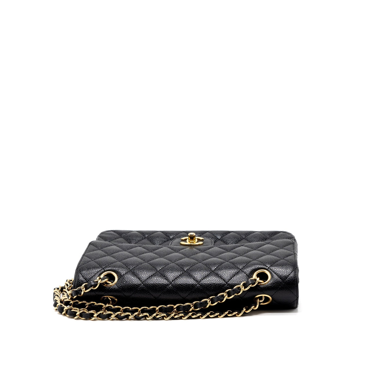 CHANEL MEDIUM CLASSIC DOUBLE FLAP BAG CAVIAR BLACK GHW
