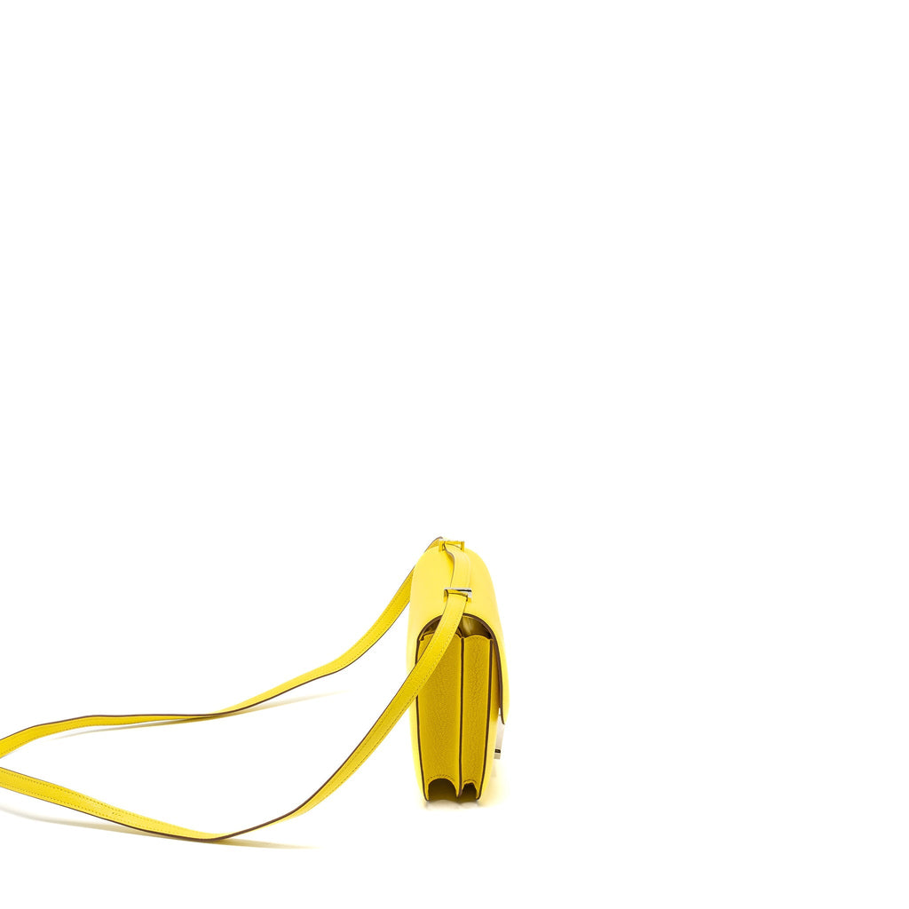Hermes Mini Constance Chevre Mysore jaune citron SHW