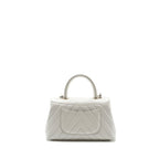 CHANEL CHEVRON SMALL COCO HANDLE CAVIAR IRIDESCENT WHITE SHW