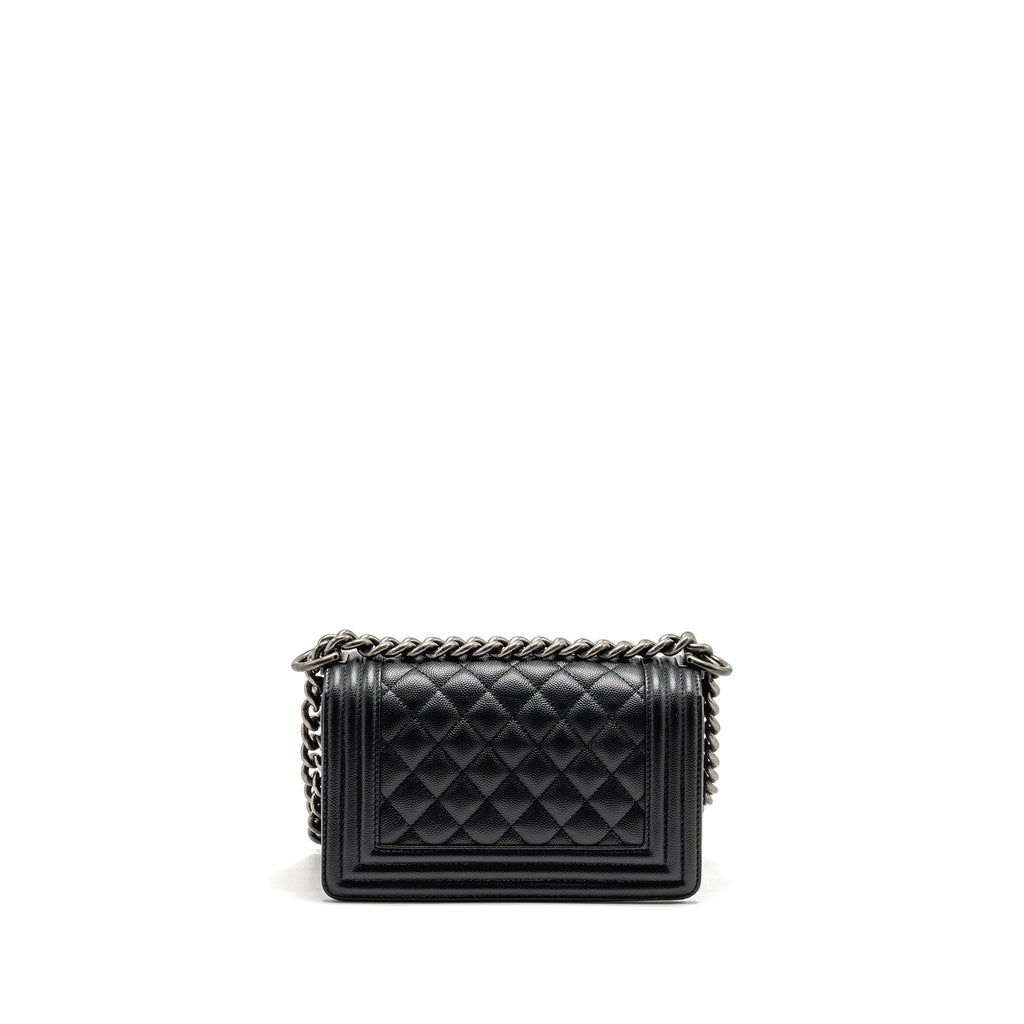CHANEL SMALL BOY BAG CAVIAR BLACK SHW (MICROCHIP)