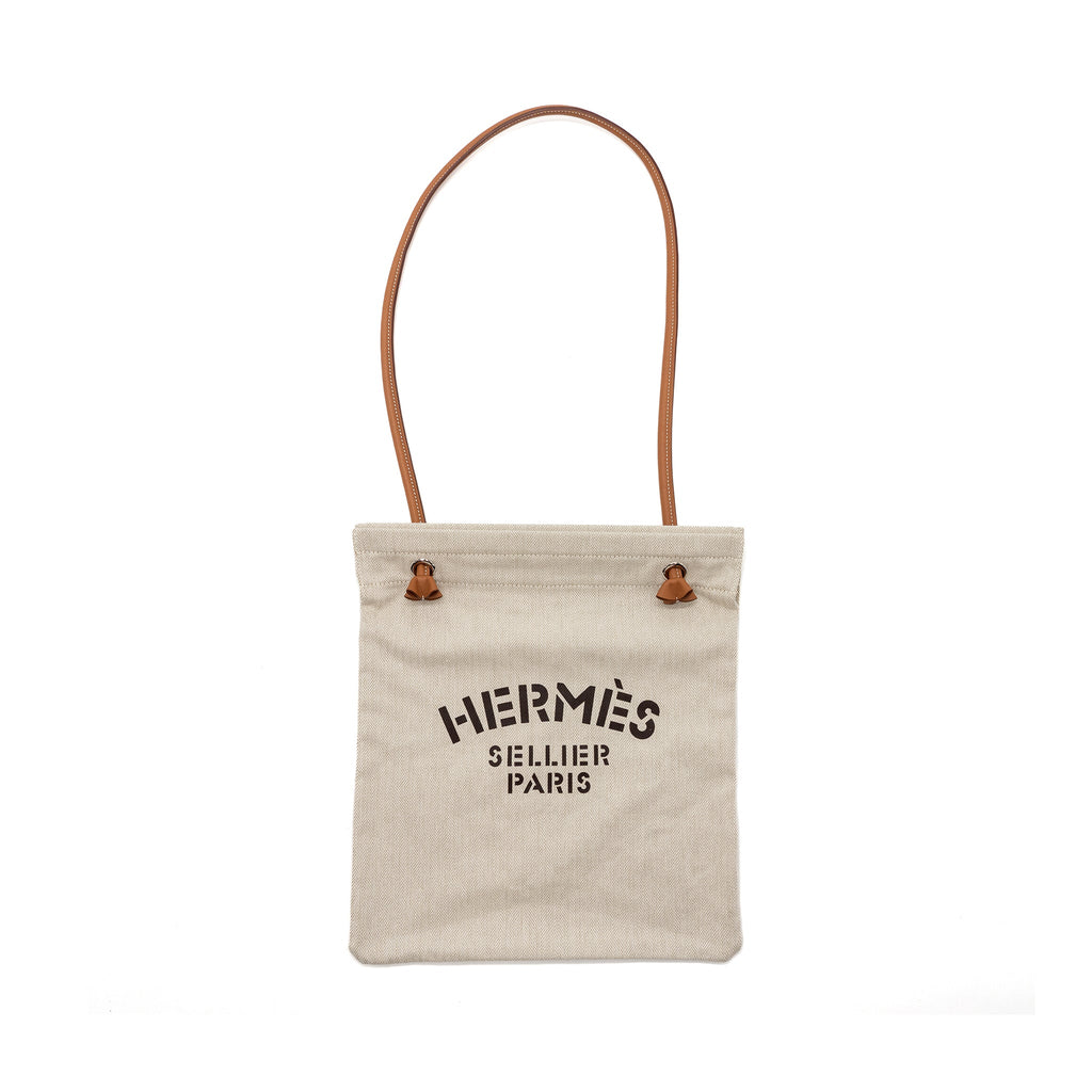HERMES ALINE GROOMING BAG CANVAS CRAIE / GOLD