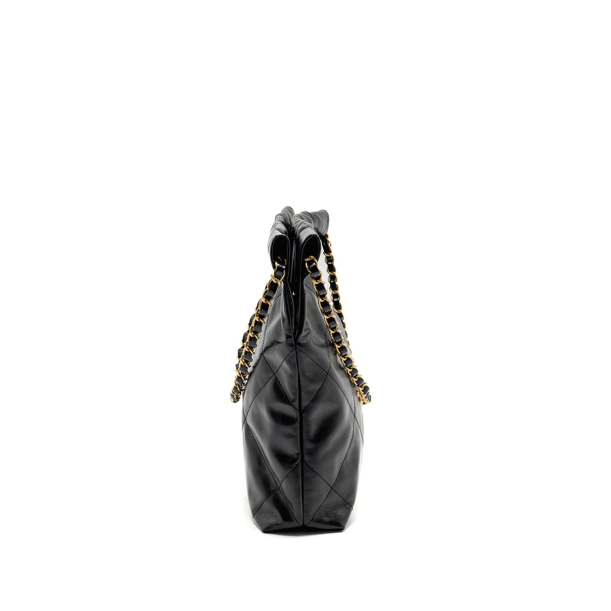 CHANEL SMALL 22 BAG SHINY CALFSKIN BLACK GHW(MICROCHIP)