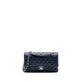 CHANEL MEDIUM CLASSIC DOUBLE FLAP BAG LAMBSKIN DARK BLUE SHW