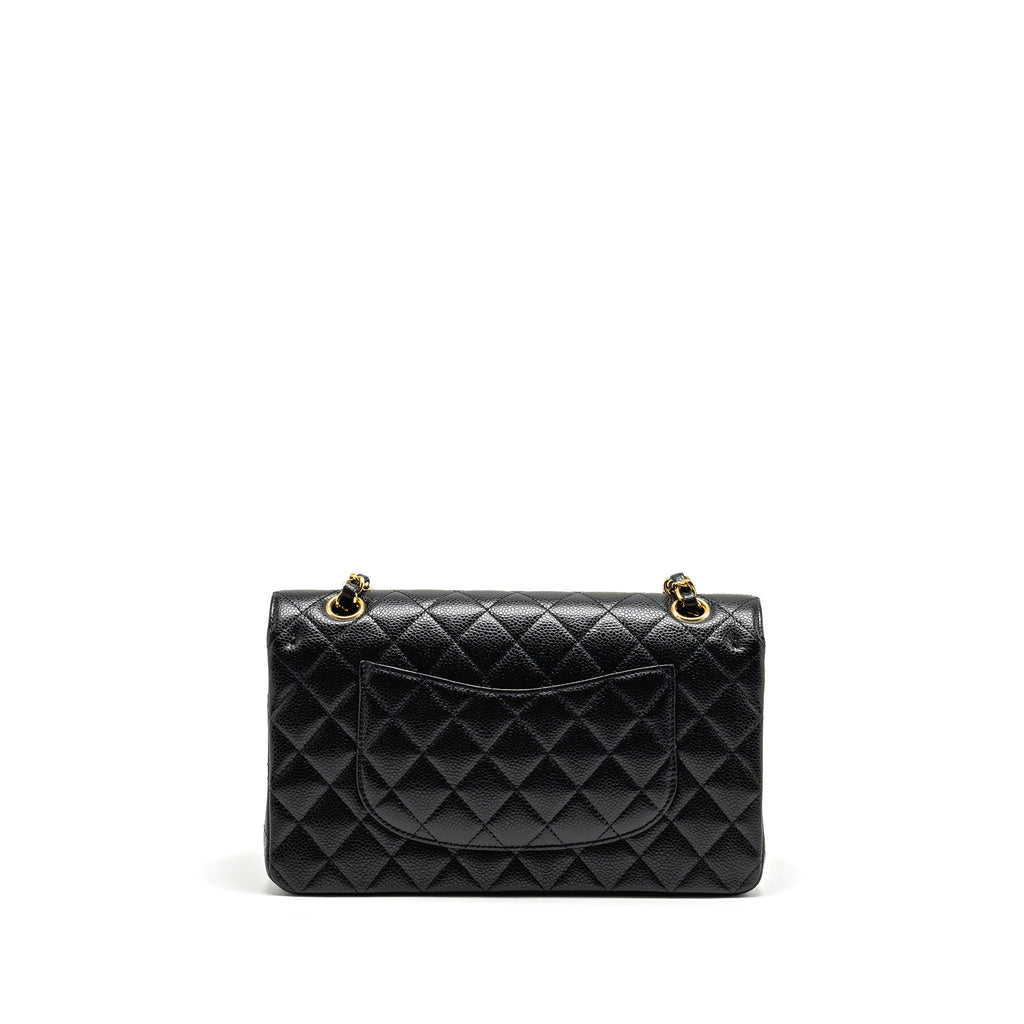 CHANEL MEDIUM CLASSIC DOUBLE FLAP BAG CAVIAR BLACK GHW (MICROCHIP)