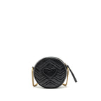 GUCCI GG MARMONT ROUND CROSSBODY BAG CALFSKIN BLACK GHW
