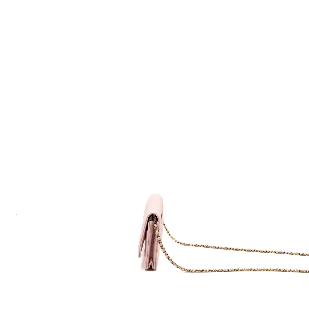 CHANEL CLASSIC WALLET ON CHAIN CAVIAR LIGHT PINK LGHW(MICROCHIP)