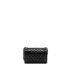 CHANEL SMALL BOY BAG CALFSKIN BLACK RUTHENIUM HARDWARE (MICROCHIP)