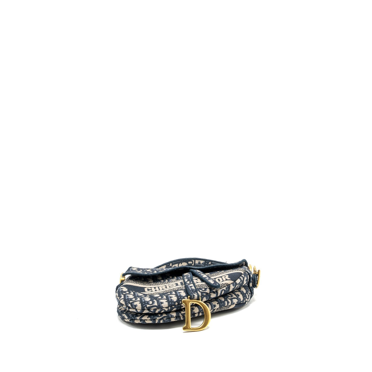 DIOR MEDIUM SADDLE BLUE OBLIQUE EMBROIDERY GHW