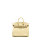 HERMES BIRKIN 25 SPECIAL ORDER MAT ALLIGATOR MISSISSIPPIENSIS VANILLE / GRIS PERLE LGHW