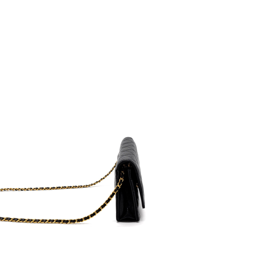 CHANEL CLASSIC WALLET ON CHAIN CAVIAR BLACK GHW (MICROCHIP)