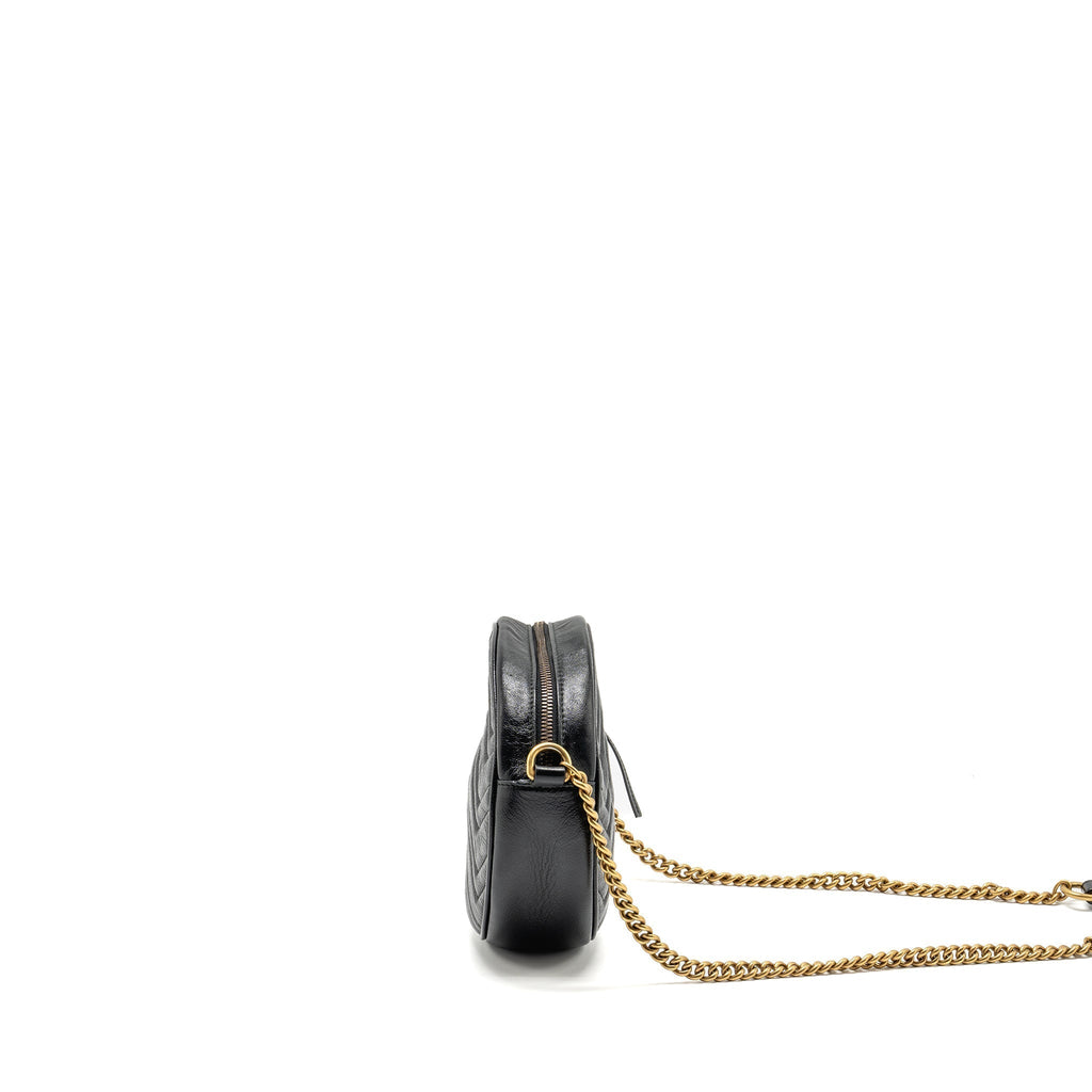GUCCI GG MARMONT ROUND CROSSBODY BAG CALFSKIN BLACK GHW