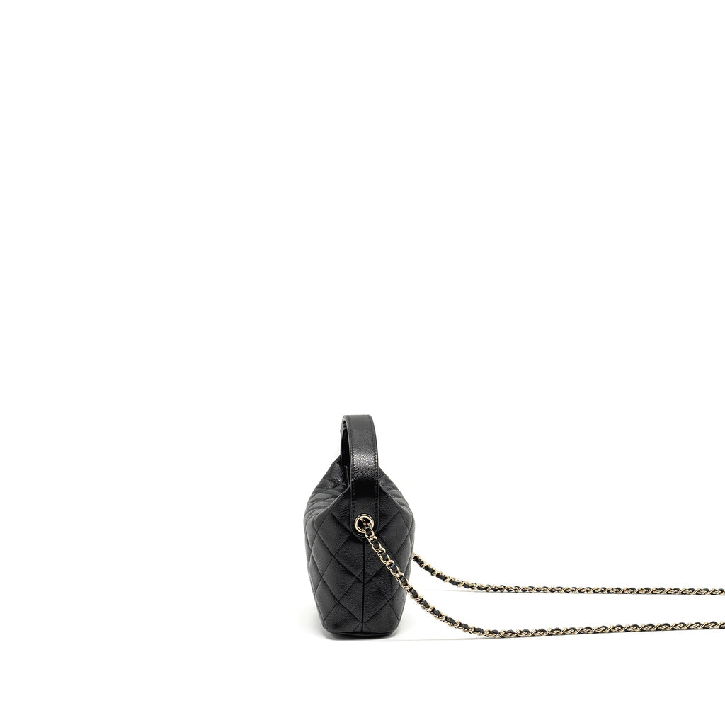 CHANEL 25C QUILTED HOBO BAG CAVIAR BLACK GHW (MICROCHIP)