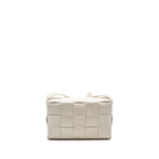 BOTTEGA VENETA SMALL CASSETTE BAG LAMBSKIN WHITE SHW