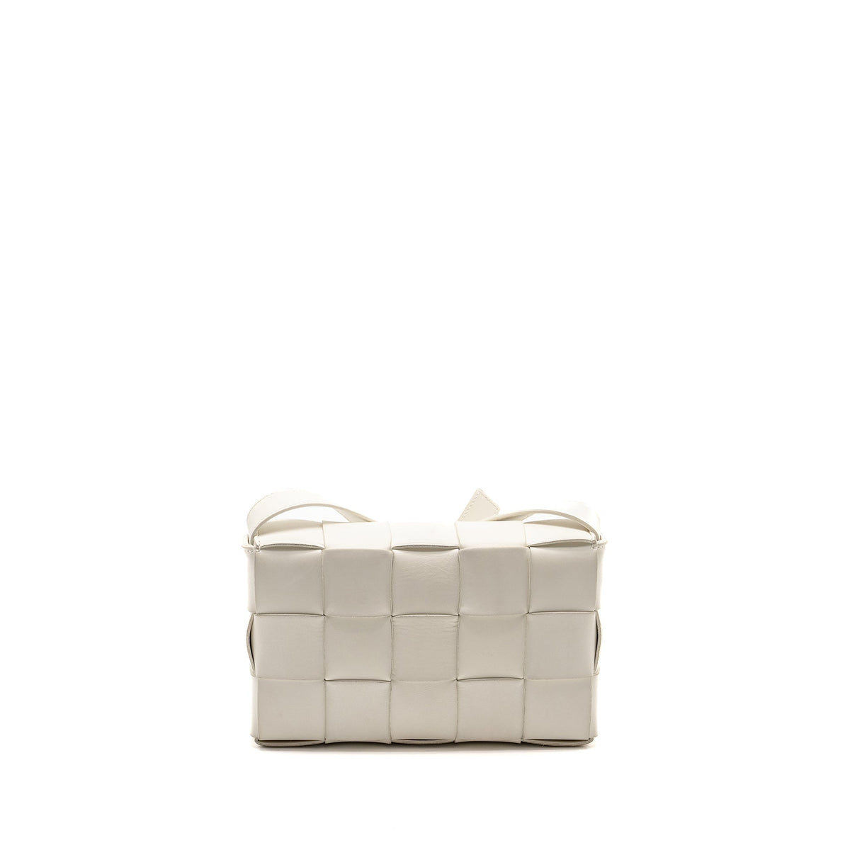 BOTTEGA VENETA SMALL CASSETTE BAG LAMBSKIN WHITE SHW