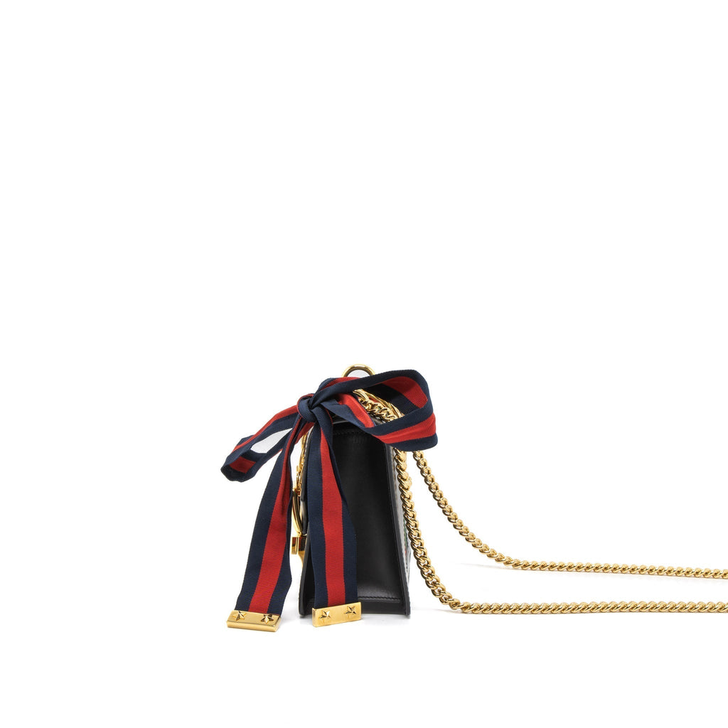 GUCCI MINI SYLVIE CHAIN BAG CALFSKIN BLACK GHW