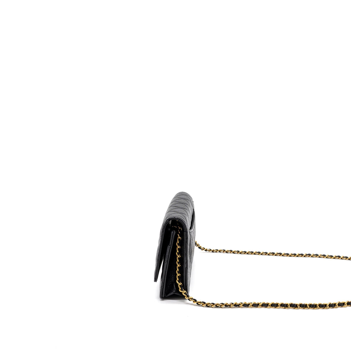 CHANEL CLASSIC WALLET ON CHAIN CAVIAR BLACK GHW (MICROCHIP)