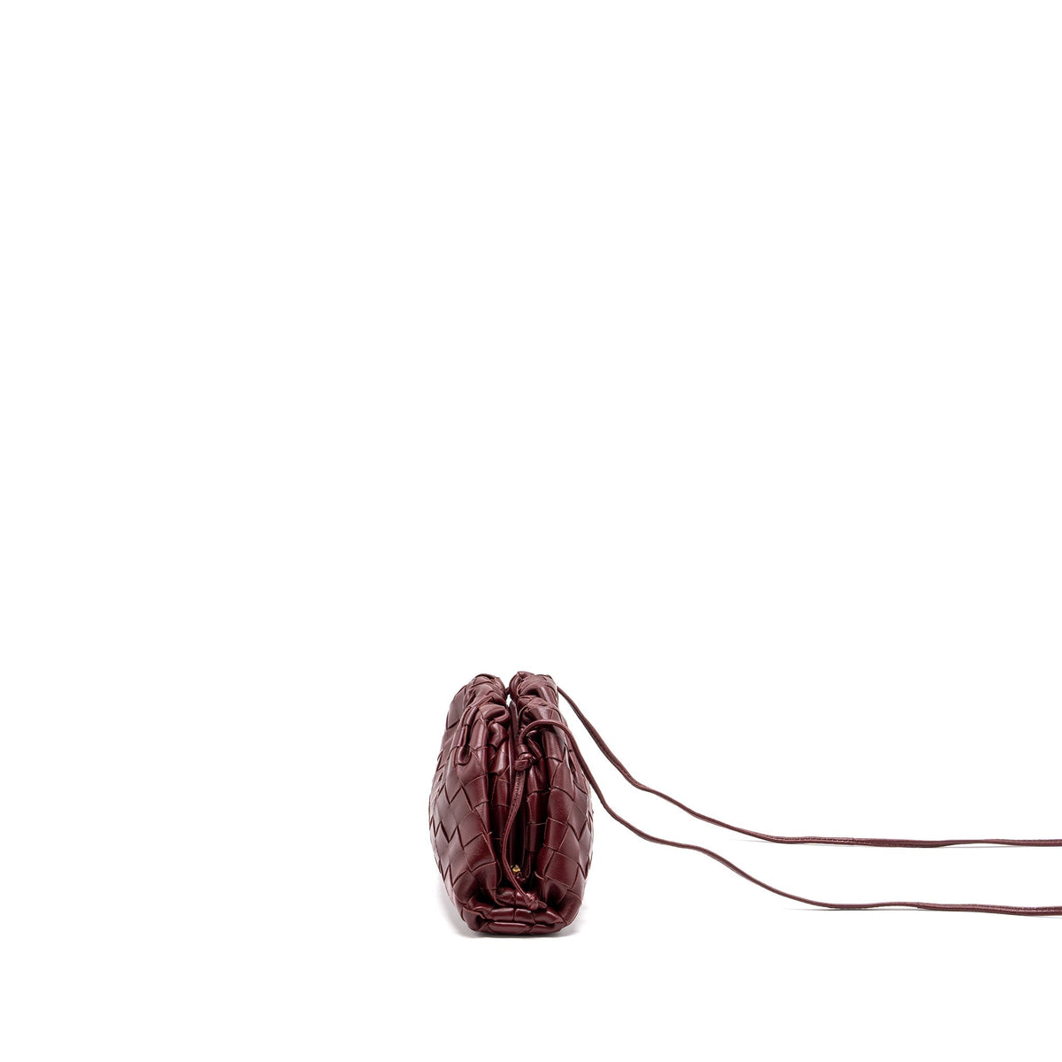 BOTTEGA VENETA MINI POUCH LAMBSKIN DARK RED GHW