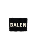 BALENCIAGA ZIP POUCH CLUTCH SHEARLING BLACK/ WHITE SHW