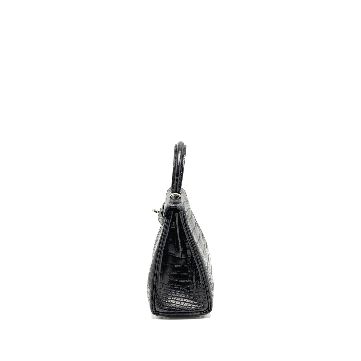 HERMES KELLY 25 MATT ALLIGATOR MISSISSIPPIENSIS BLACK SHW