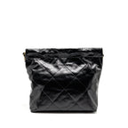 CHANEL SMALL 22 BAG SHINY CALFSKIN BLACK GHW(MICROCHIP)