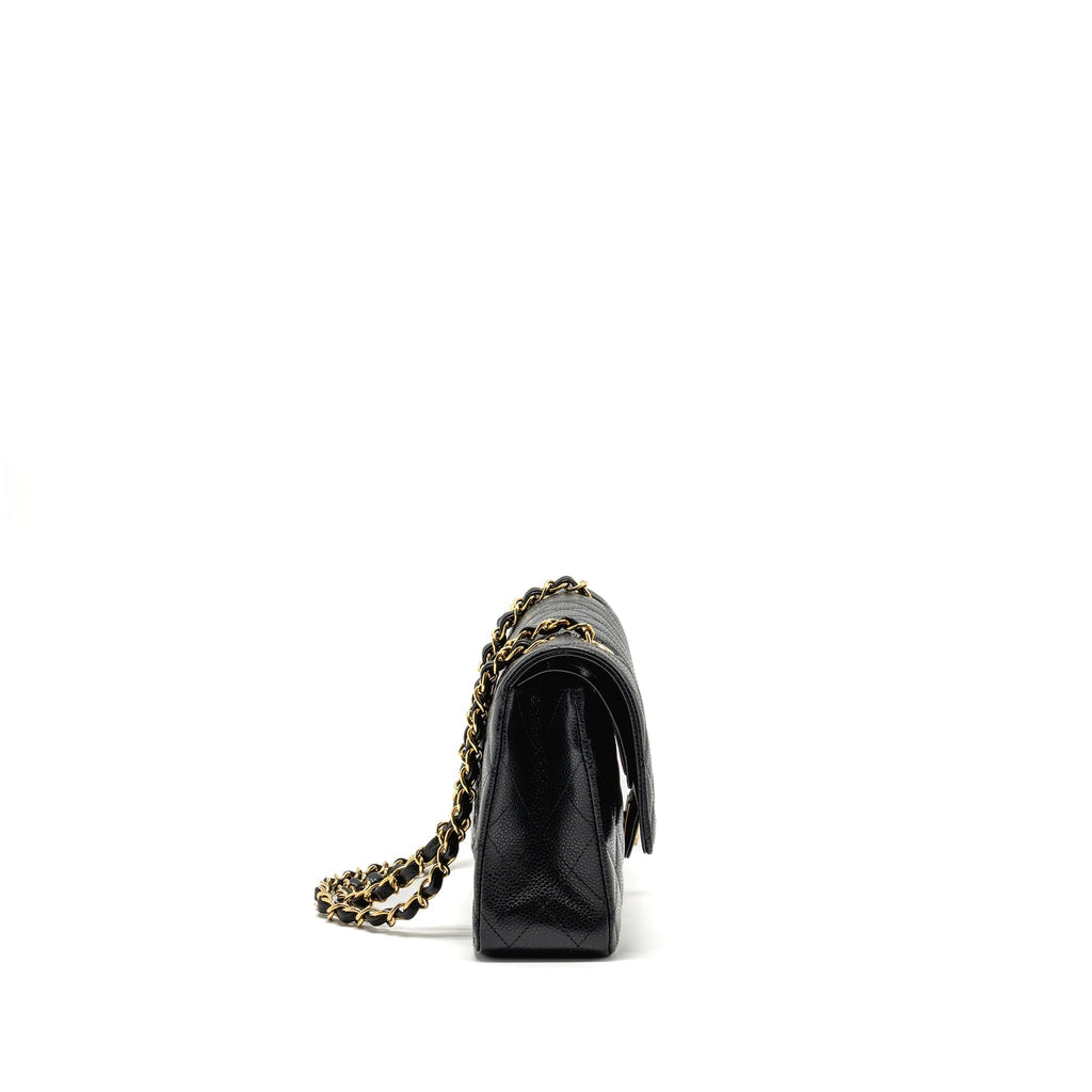 CHANEL MEDIUM CLASSIC DOUBLE FLAP BAG CAVIAR BLACK GHW (MICROCHIP)