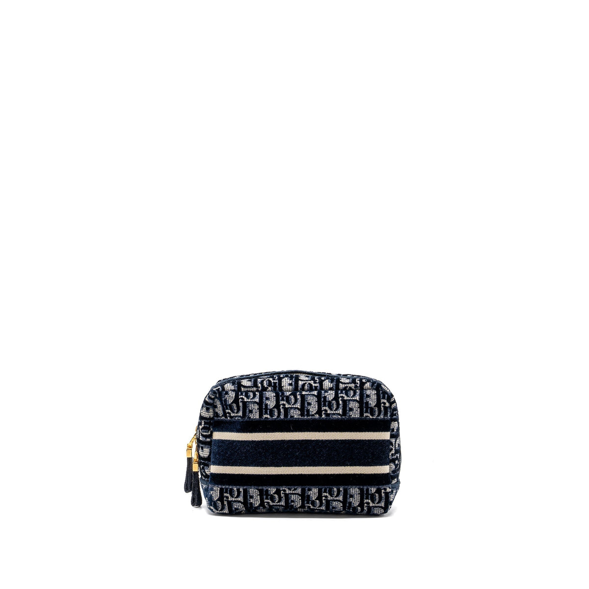 DIOR BEAUTY POUCH BLUE DIOR OBLIQUE JACQUARD/VELVET GHW
