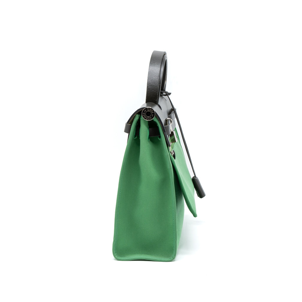 Hermes Herbag 31 Zip Bag Cache Hunter/Canvas Green SHW