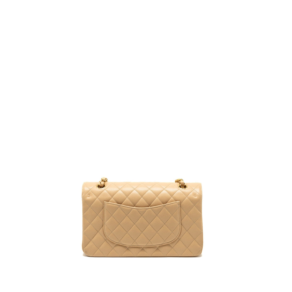 CHANEL MEDIUM CLASSIC DOUBLE FLAP BAG CAVIAR BEIGE GHW (MICROCHIP)