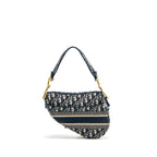 DIOR MEDIUM SADDLE BLUE OBLIQUE EMBROIDERY GHW