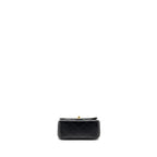 CHANEL CAMELLIA ADJUSTABLE CHAIN MINI SQUARE FLAP BAG LAMBSKIN BLACK GHW (MICROCHIP)