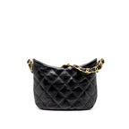 CHANEL 22K HOBO SHOULDER BAG LAMBSKIN BLACK GHW (MICROCHIP)