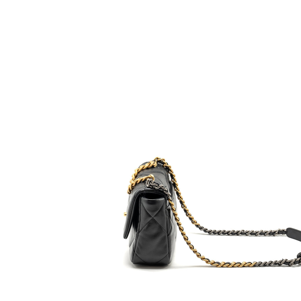 CHANEL SMALL 19 BAG LAMBSKIN BLACK MULTICOLOUR HARDWARE (MICROCHIP)