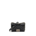 CHANEL SMALL BOY BAG CAVIAR BLACK SHW (MICROCHIP)