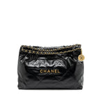CHANEL 24C 22 BAG CALFSKIN BLACK GHW (MICROCHIP)