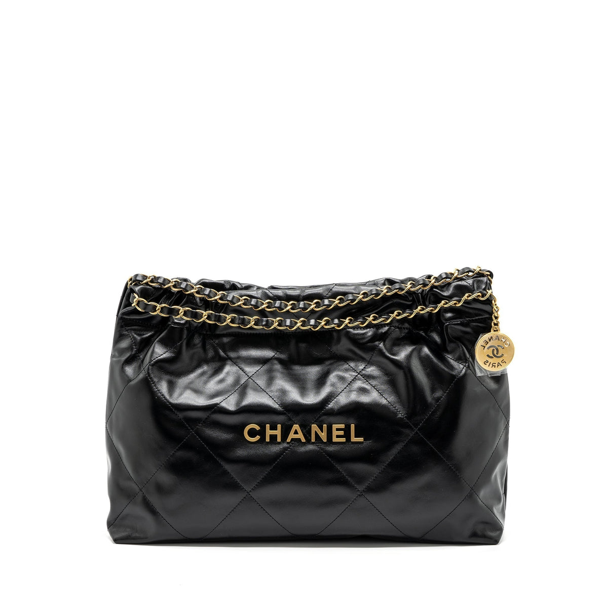 CHANEL 24C 22 BAG CALFSKIN BLACK GHW (MICROCHIP)