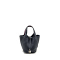 Hermes Picotin 18 lock Bag Clemence Blue Nuit / Rose Pourpre SHW