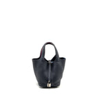Hermes Picotin 18 lock Bag Clemence Blue Nuit / Rose Pourpre SHW