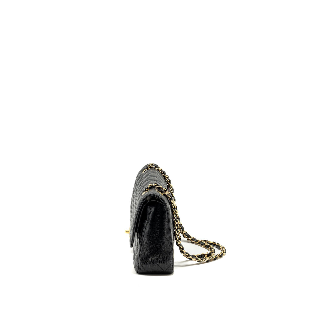 CHANEL MEDIUM CLASSIC DOUBLE FLAP BAG CAVIAR BLACK GHW