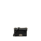 CHANEL SMALL BOY BAG CALFSKIN BLACK RUTHENIUM HARDWARE (MICROCHIP)