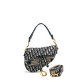 DIOR MEDIUM SADDLE BLUE OBLIQUE EMBROIDERY GHW