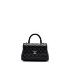 CHANEL SMALL COCO HANDLE CAVIAR BLACK LGHW (MICROCHIP)