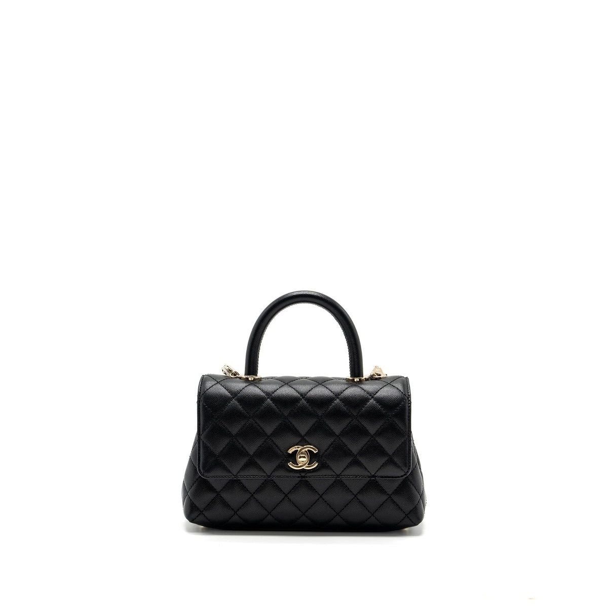 CHANEL SMALL COCO HANDLE CAVIAR BLACK LGHW (MICROCHIP)