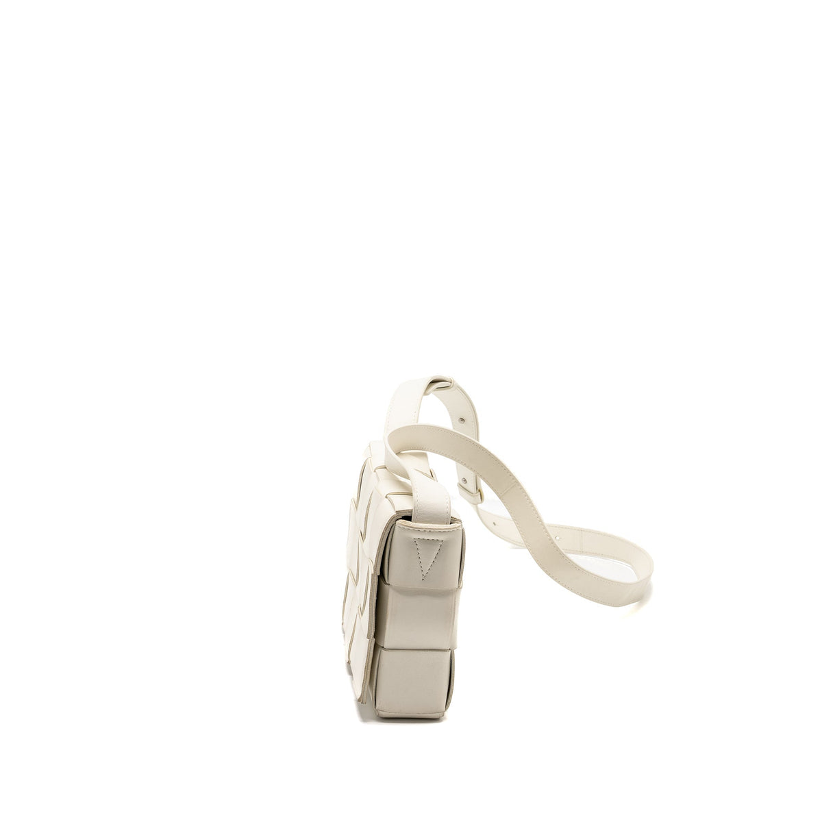 BOTTEGA VENETA SMALL CASSETTE BAG LAMBSKIN WHITE SHW