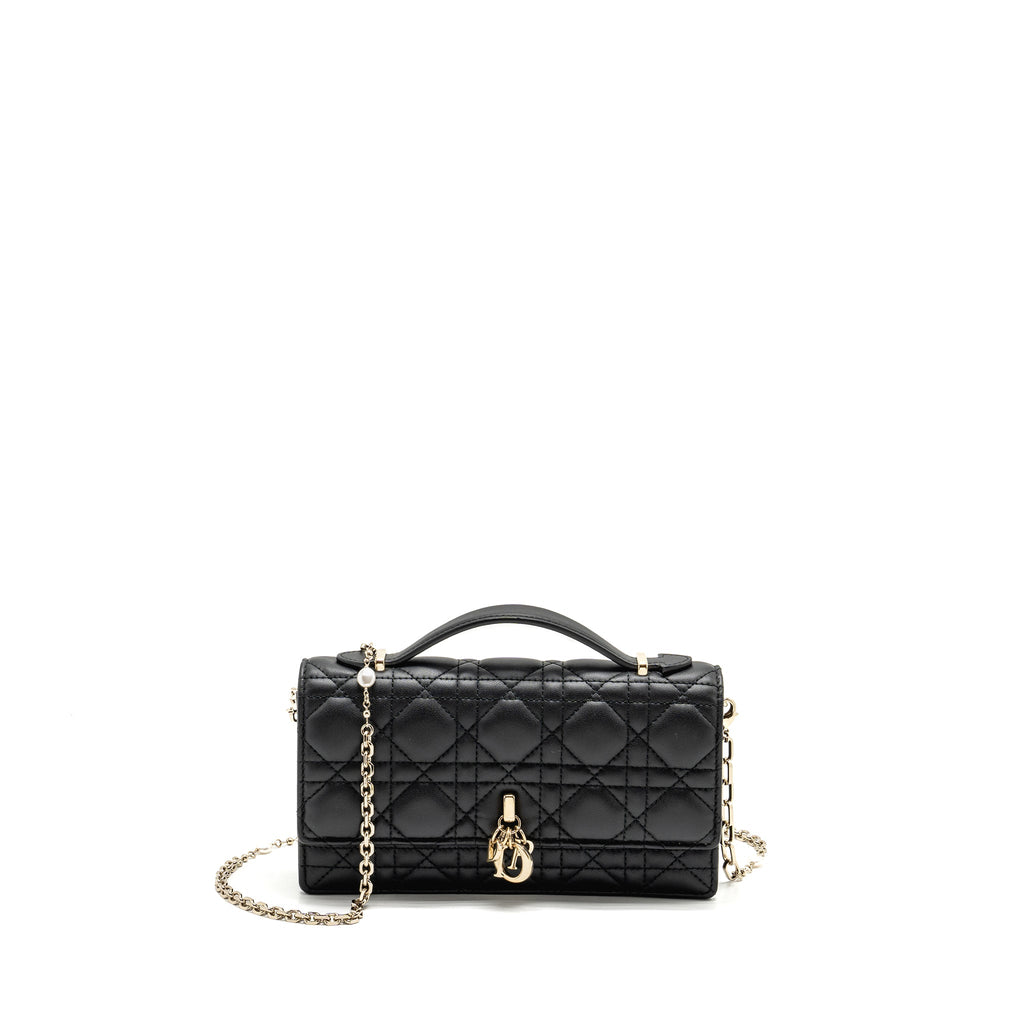 DIOR MY DIOR MINI BAG CANNAGE LAMBSKIN BLACK LGHW