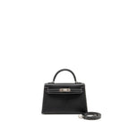 HERMES MINI KELLY II SPECIAL ORDER EPSOM BLACK/LIME SHW