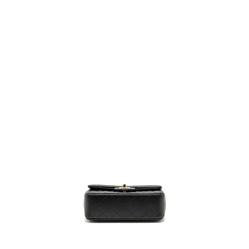 CHANEL TOP HANDLE MINI RECTANGULAR FLAP BAG LAMBSKIN BLACK LGHW (MICROCHIP)
